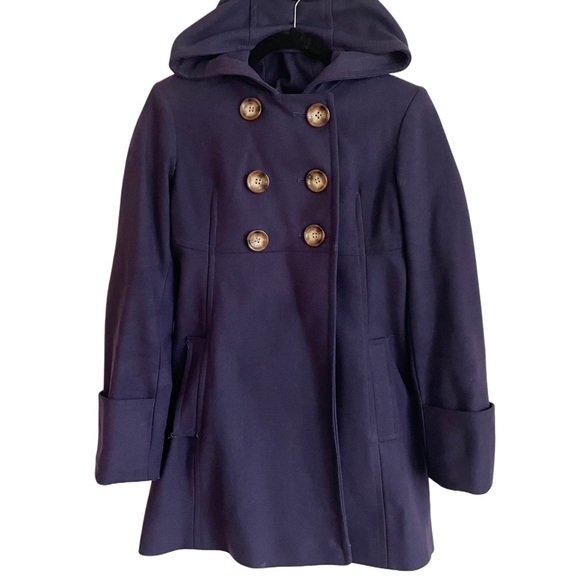 Michael by Michael Kors Hooded Wool Peacoat Double Breasted Plum Purple 4 - Picture 3 of 16